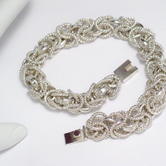 Mens Chain Bracelet Sterling Silver 9" Byzantine - Picture 4 of 6
